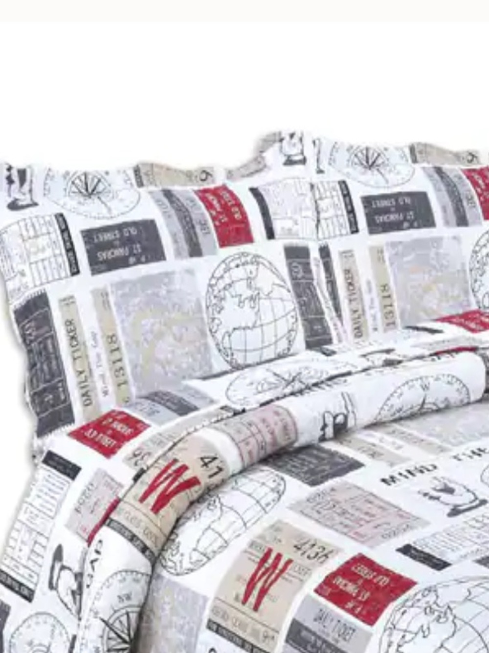 2 Travel Patchwork pillowshams White, Black & Red